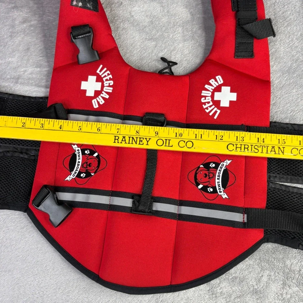 Paws Aboard Dog Life Jacket S Red‎ Lifeguard Pet Safety Vest Reflective Neoprene